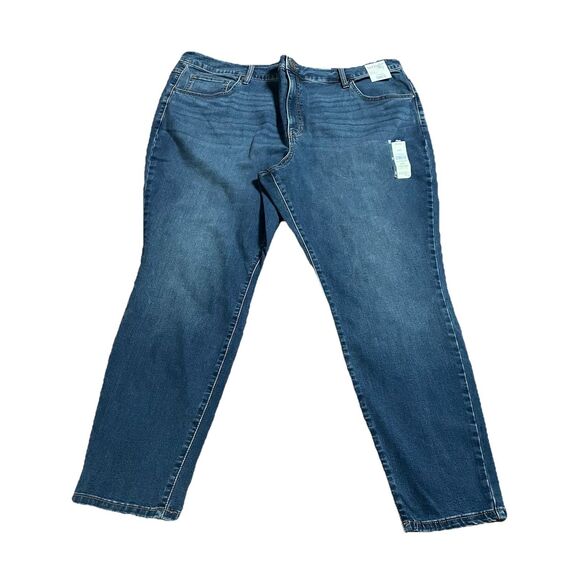 BRAND NEW WOMEN'S SIZE 24W TERRA & SKY DARK WASH SKINNY HIGH RISE JEANS - Picture 1 of 2